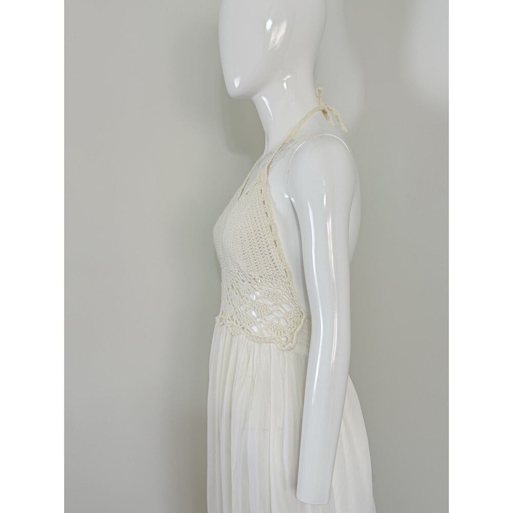Lilbetter Womens Ivory Crochet Halter Maxi Dress Boho Beach Resort Vacation S - Picture 5 of 14